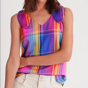 NWT Madras Plaid Tie Shoulder Tank Top